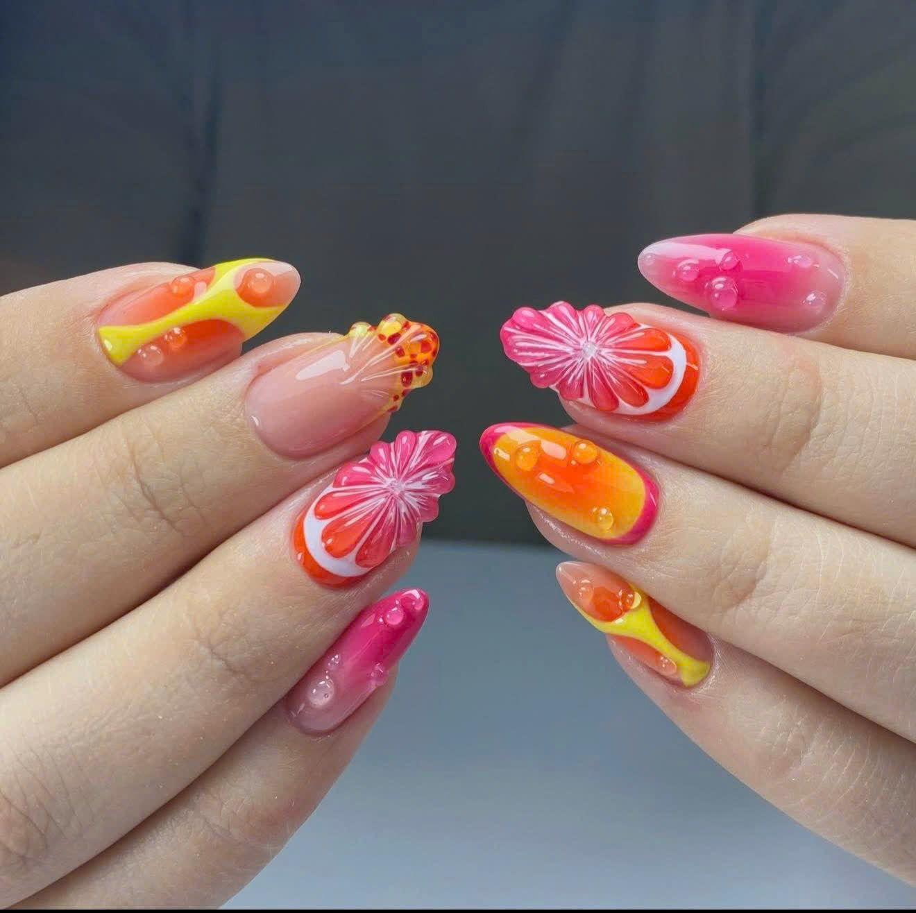 Juicy Citrus 3D Press-On Nails – Summer Fruit Nail Set with Glossy Jelly Design | Nailvera