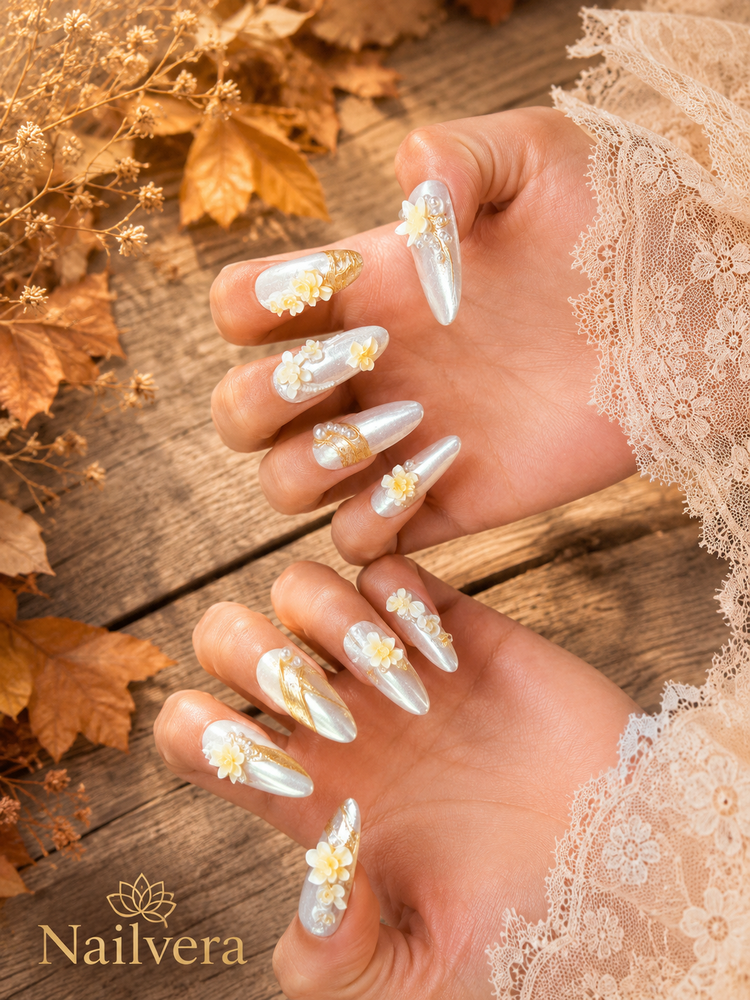 Bridal Pearl Press-On Nails – Handmade Wedding Gel Nails