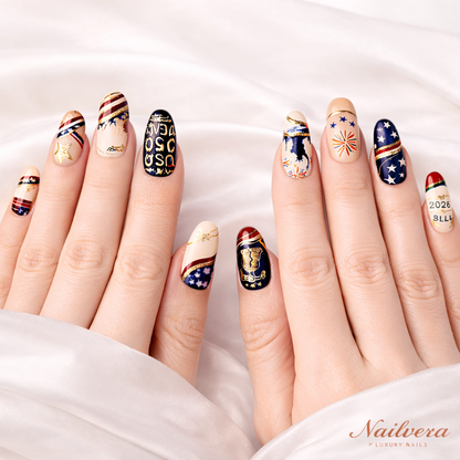 USA Patriotic Press-On Nails – Independence Day 4th of July Luxury Nail Set | Nailvera