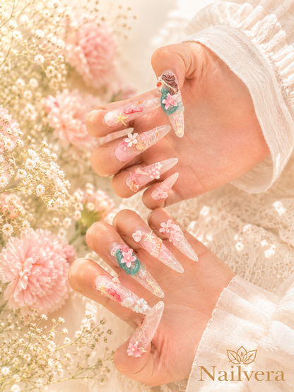 Mermaid Fantasy Press-On Nails – Handmade Ocean Princess 3D Gel Nail Set
