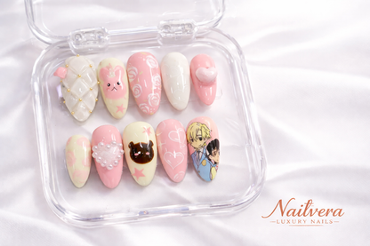 Kawaii Anime Press-On Nails – Cute Pink Cartoon Design | Nailvera Luxury Nails
