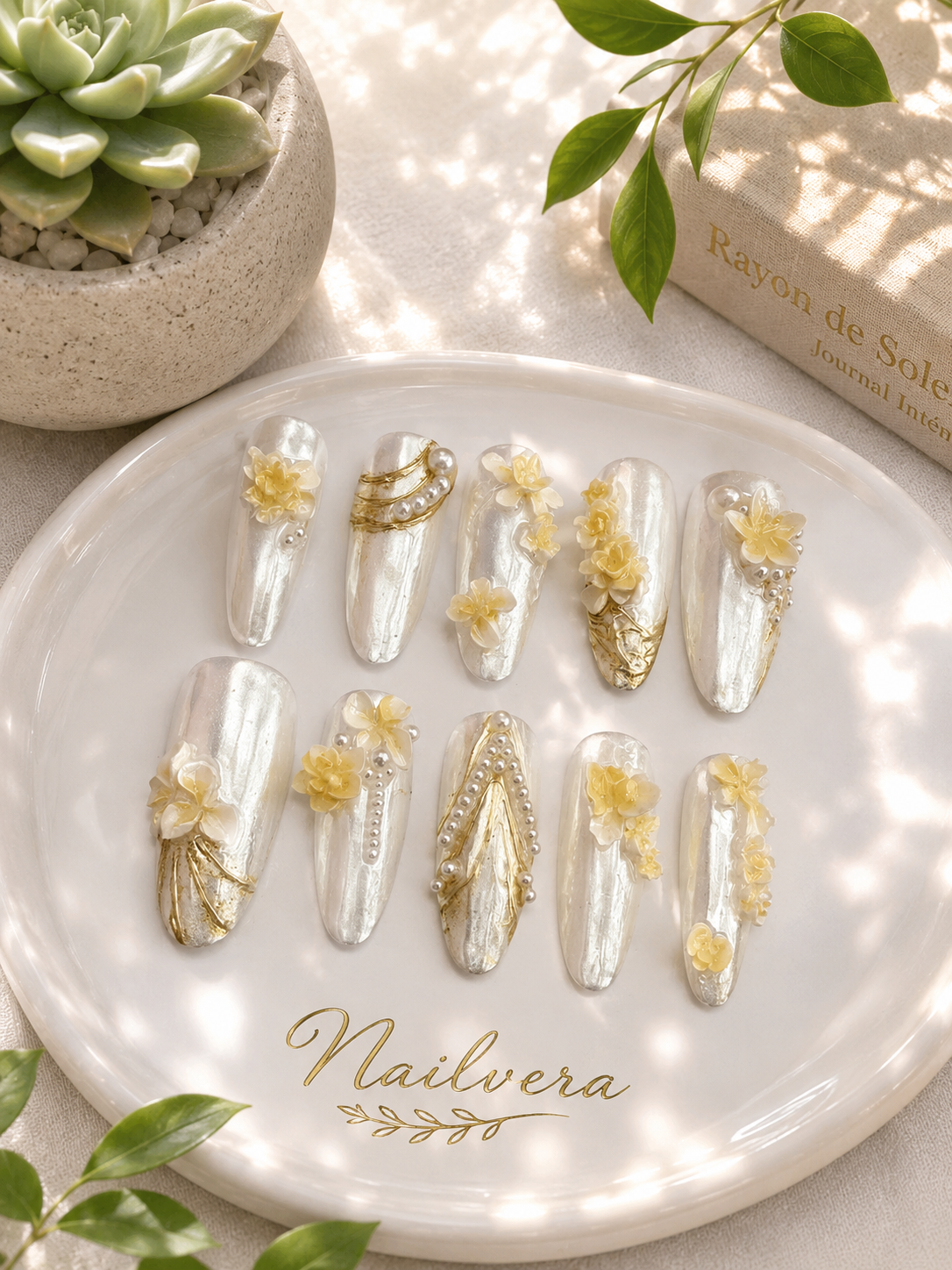 Bridal Pearl Press-On Nails – Handmade Wedding Gel Nails