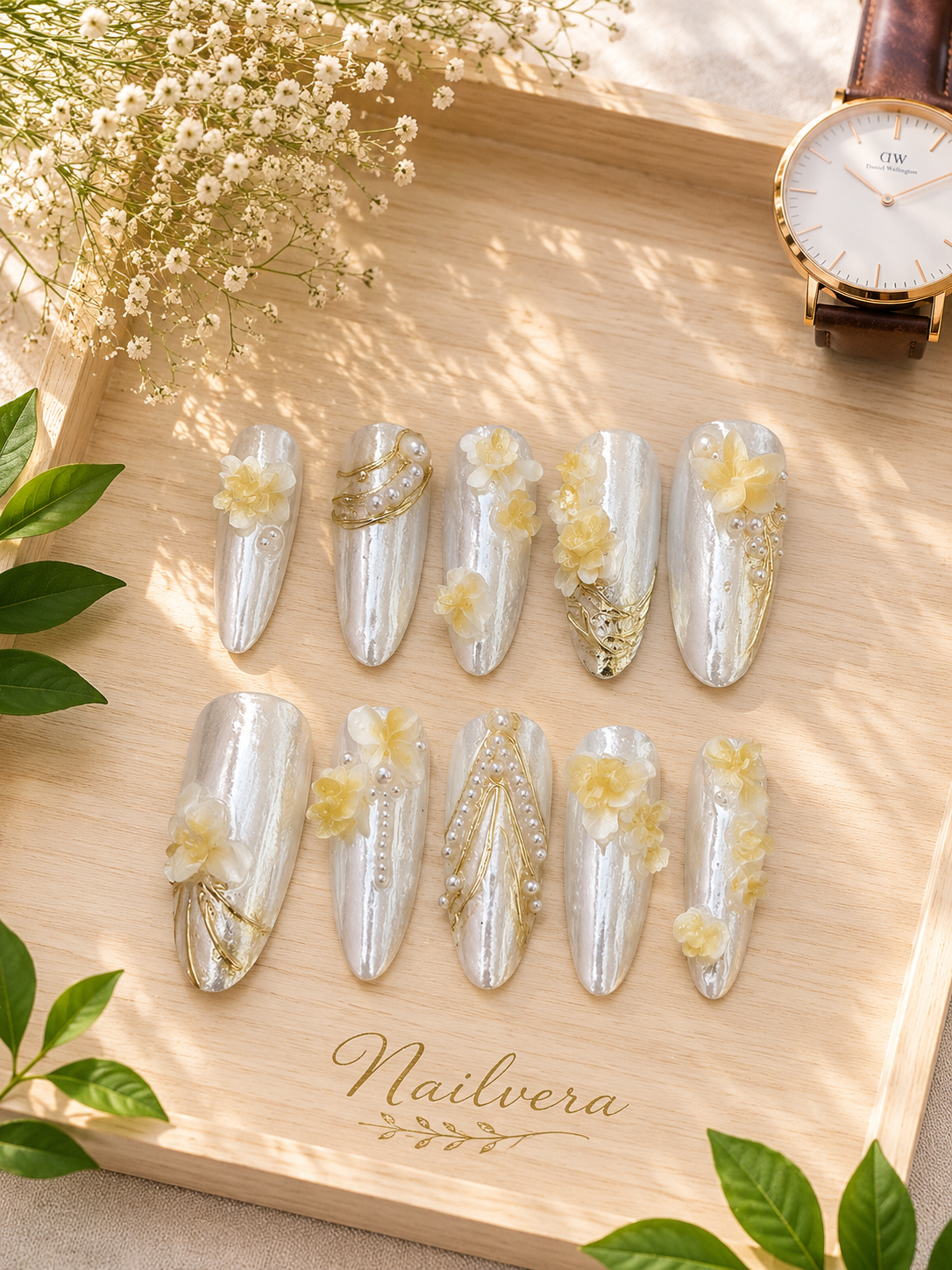 Bridal Pearl Press-On Nails – Handmade Wedding Gel Nails