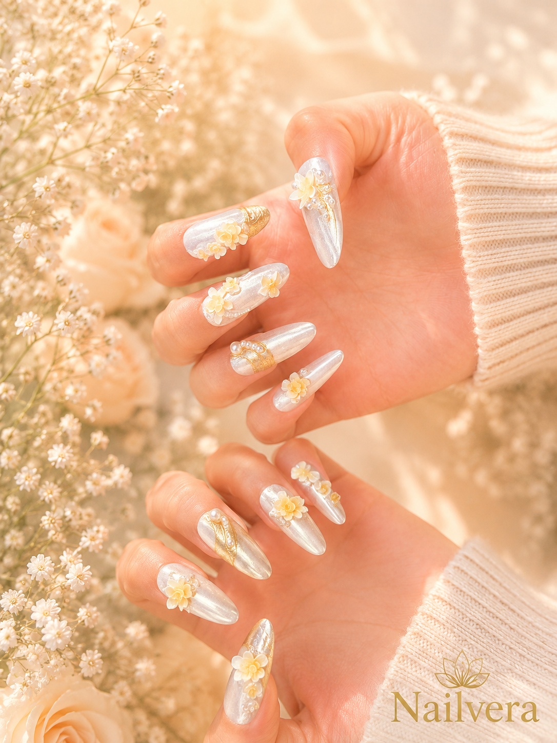 Bridal Pearl Press-On Nails – Handmade Wedding Gel Nails