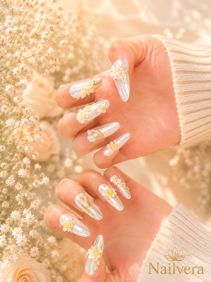 Bridal Pearl Press-On Nails – Handmade Wedding Gel Nails