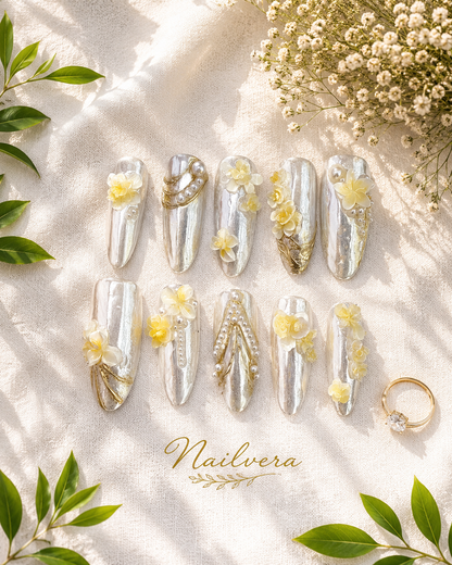 Bridal Pearl Press-On Nails – Handmade Wedding Gel Nails