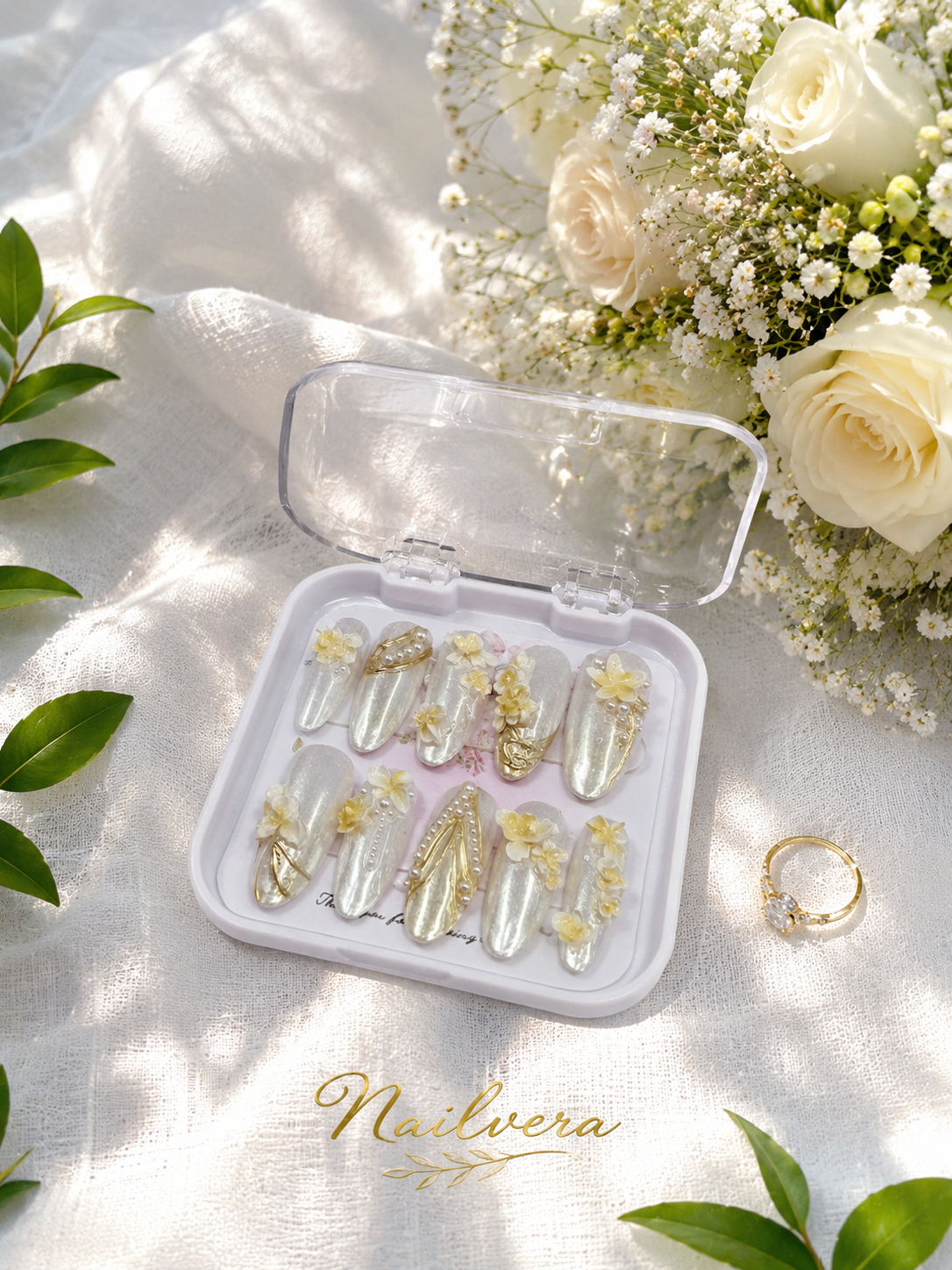 Bridal Pearl Press-On Nails – Handmade Wedding Gel Nails